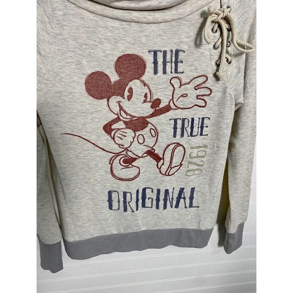 Disney Gray Mickey Mouse "The True Original" Pullover Cowl Neck Sweater XS - Picture 3 of 6